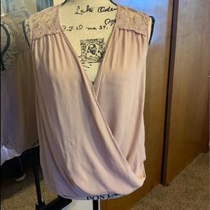 Forever 21 blouse sexy night out fairy lightweight pink blush romantic lace